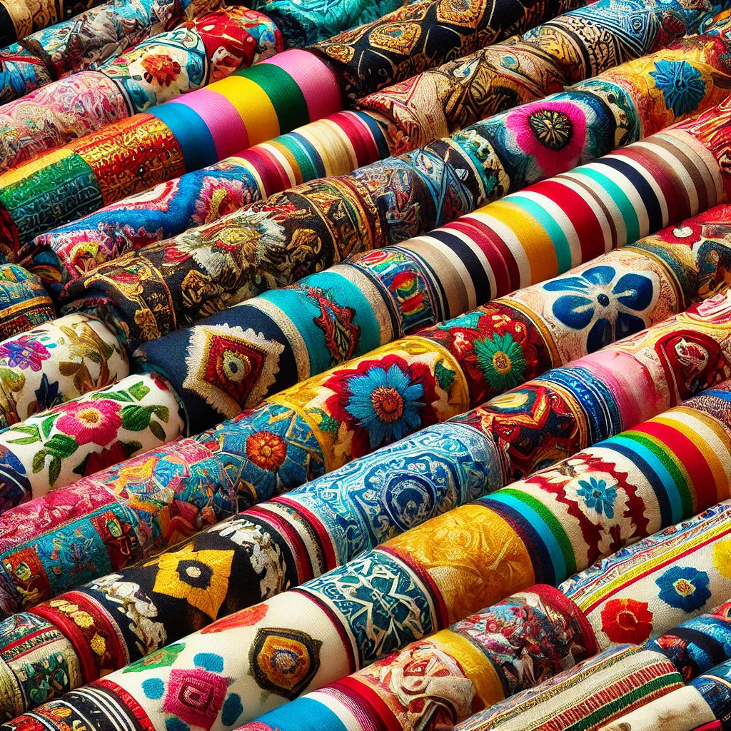 Colorful rolls of fabric