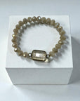 Ava Capri Bracelet Ava signature rectangle quartz accent ivory stretch bracelet