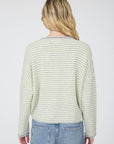Blu Pepper Cardigan STRIPE RAW EDGE DROP SHOULDER KNIT CARDIGAN