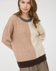 Blu Pepper Sweater Colorblock Front Seam Long Sleeve Knit Sweater