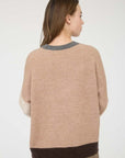 Blu Pepper Sweater Colorblock Front Seam Long Sleeve Knit Sweater