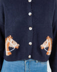 Dreamers Sweater Horse Head Button Up Cardigan