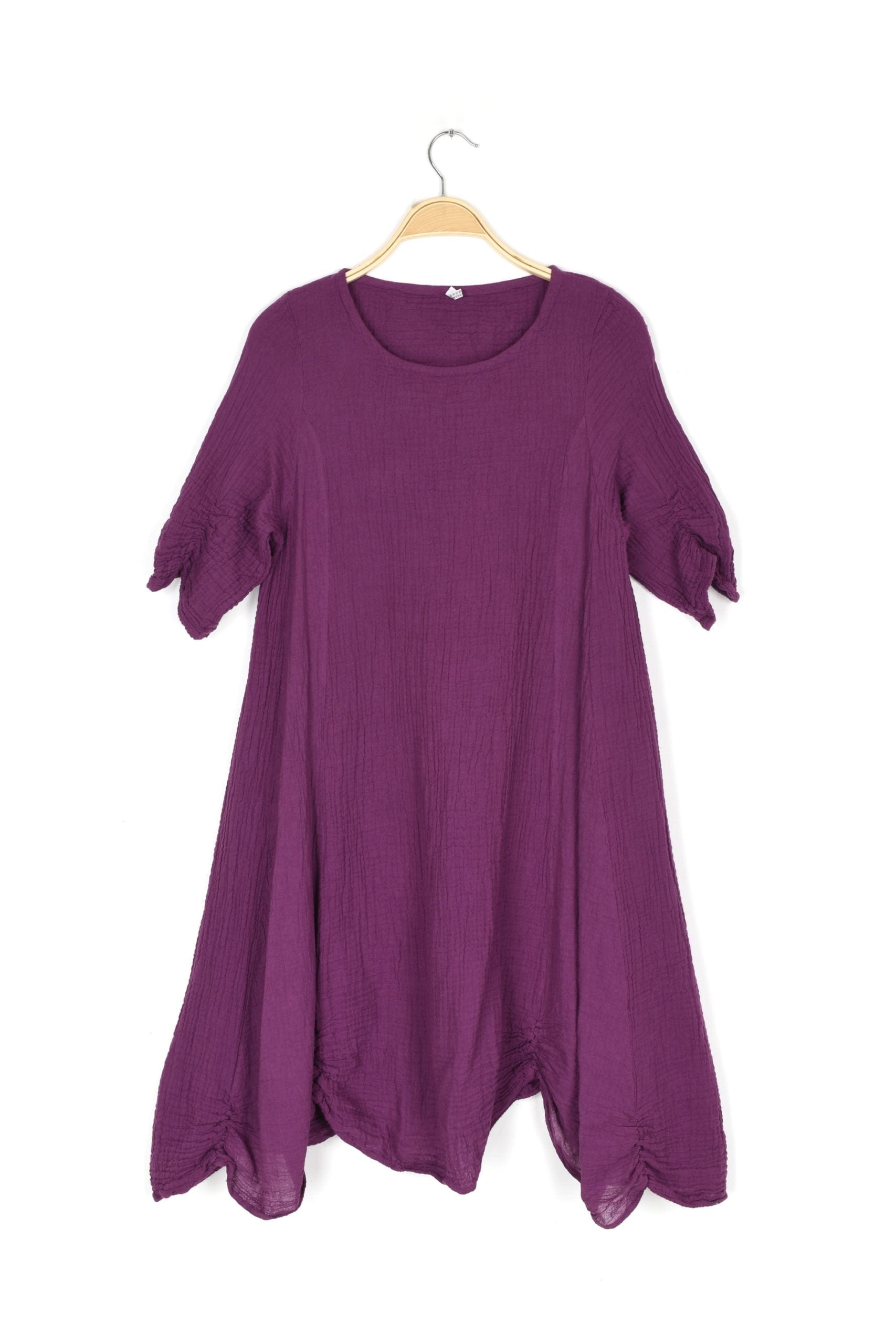 Thai Cotton 3/4 Sleeve Dress Deep Orchid