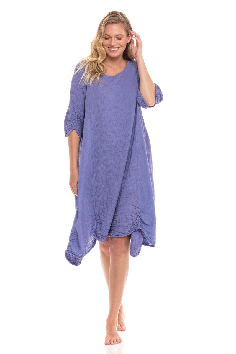 Thai Cotton 3/4 Sleeve Dress Lilac Lilac / Large/Extra Large
