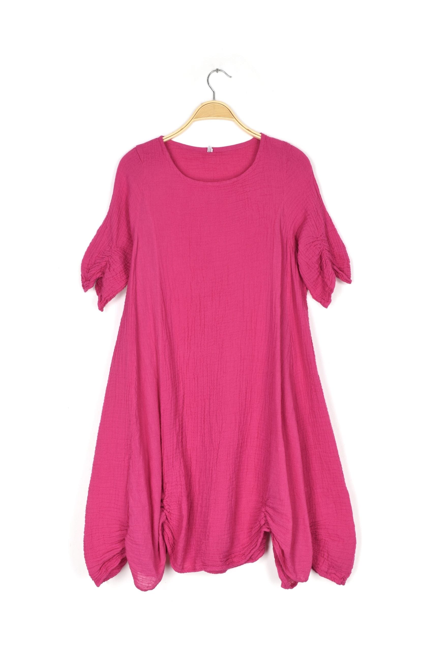 Thai Cotton 3/4 Sleeve Dress Lipstick Pink – Haystacks