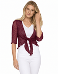 Haystacks shawl Lightweight Knit Cross Front Shrug - Burgundy