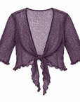 Haystacks shawl Lightweight Knit Cross Front Shrug - Eggplant