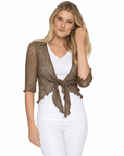 Haystacks shawl Lightweight Knit Cross Front Shrug - Hazelnut