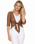 Haystacks shawl Lightweight Knit Cross Front Shrug - Pumpkin