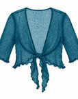 Haystacks shawl Lightweight Knit Cross Front Shrug - Teal