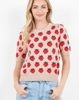 Haystacks Sweater Camel / Small/Medium Short Sleeve Strawberry Sweater