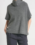 Haystacks Sweater One size Flowy Neck Sleeved Sweater Vest - Charcoal