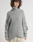 Haystacks Sweater One size Notch Knit Pullover Sweater - Grey