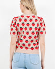 Haystacks Sweater Short Sleeve Strawberry Sweater