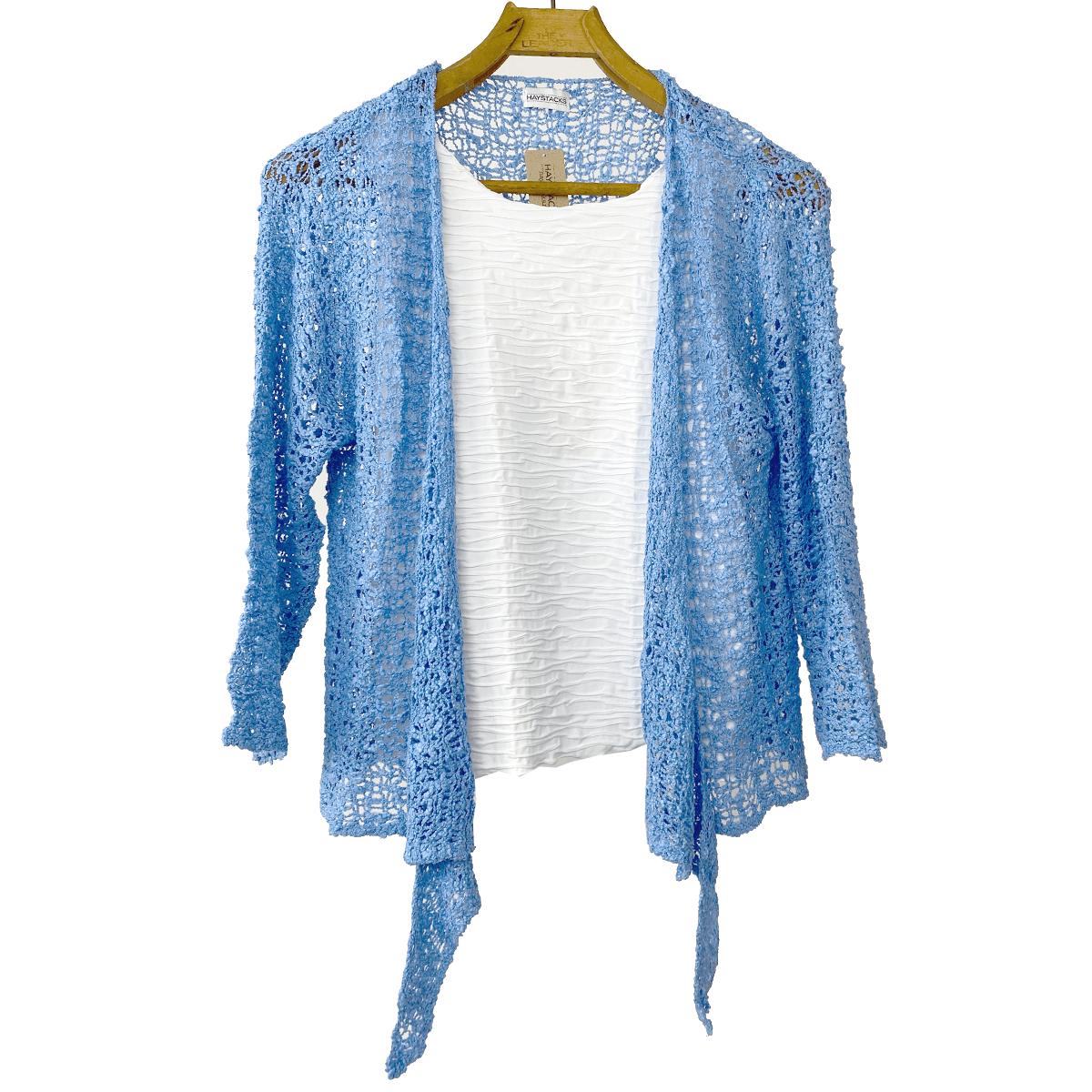Tie Front Popcorn Sweater Shrug (Cornflower) Tie Front Popcorn Sweater Shrug (Cornflower)