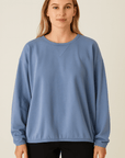 Haystacks top One Size/Free Size Leelanau Cotton Terry Boxy Sweatshirt (Bluestone)