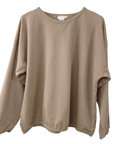 Haystacks top One Size/Free Size Leelanau Cotton Terry Boxy Sweatshirt (Coffee)