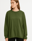 Haystacks top One Size/Free Size Leelanau Cotton Terry Boxy Sweatshirt (Olivera)