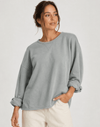 Haystacks top One Size/Free Size Leelanau Cotton Terry Boxy Sweatshirt (Stone)