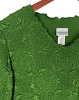 Haystacks top Palm Green Lyrac Jacquard Knit Surreal Top