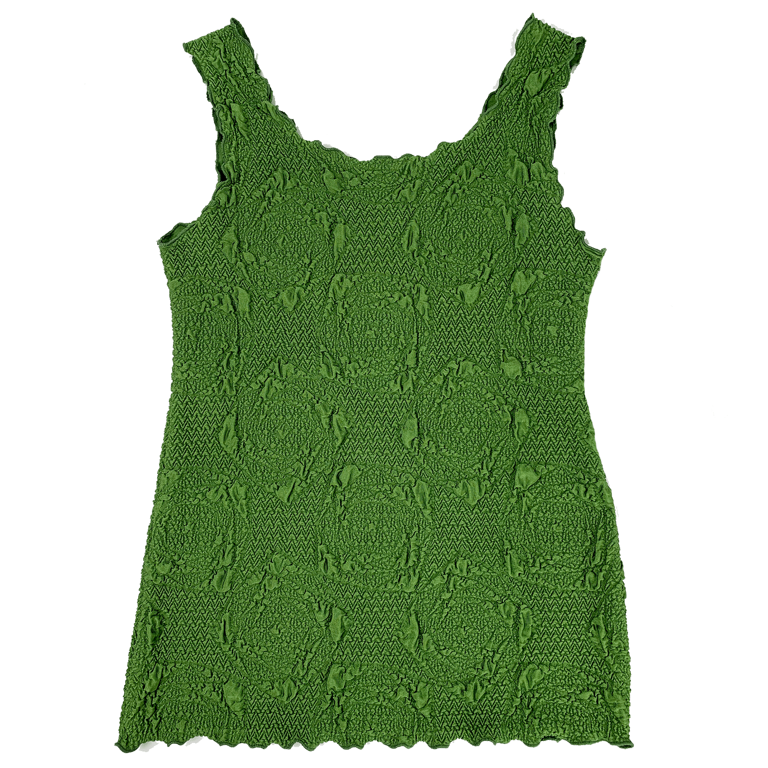 style dress tight bottom loose top Palm Green Lyrac Textured Charming Tank Top Medium