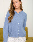 J.O.A DUSTY BLUE LIGHTWEIGHT BUTTON DOWN KNIT CARDIGAN