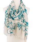 JC Sunny Fashion Beige-Teal Bicycle Scarf