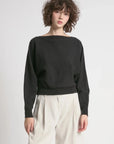 Look By M Sweater One size Aura Longsleeve Crop Sweater - Black