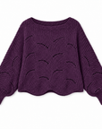 Magic Scarf Sweater Sunday Cable Knit Poncho Sweater - Plum
