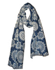 Nusantara Denim Medallion Print Sheer Wool Stole