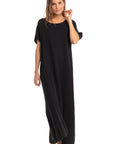 Nusantara Dress Talia Thai Cotton Cap Sleeve Maxi Dress - Black