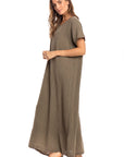 Nusantara Dress Talia Thai Cotton Cap Sleeve Maxi Dress - Burro