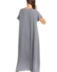Nusantara Dress Talia Thai Cotton Cap Sleeve Maxi Dress - Dove