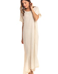 Nusantara Dress Talia Thai Cotton Cap Sleeve Maxi Dress - Natural