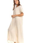 Nusantara Dress Talia Thai Cotton Cap Sleeve Maxi Dress - Natural