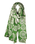 Nusantara Green Medallion Print Sheer Wool Stole