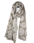 Nusantara Olive Medallion Print Lightweight Wool Scarf