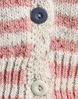 Pol Clothing Sweater One Size / PINK MULTI Long Sleeve Striped Colorful Button Accents Sweater