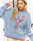 Sweet Generis Sweater Small / Blue Stone Lovely Lobster Pullover