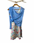 Tanami Poncho Cornflower Popcorn Knit Poncho Biasa (Cornflower)