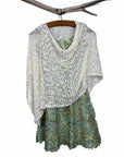 Tanami Poncho Off White Popcorn Knit Poncho Biasa (Off White)