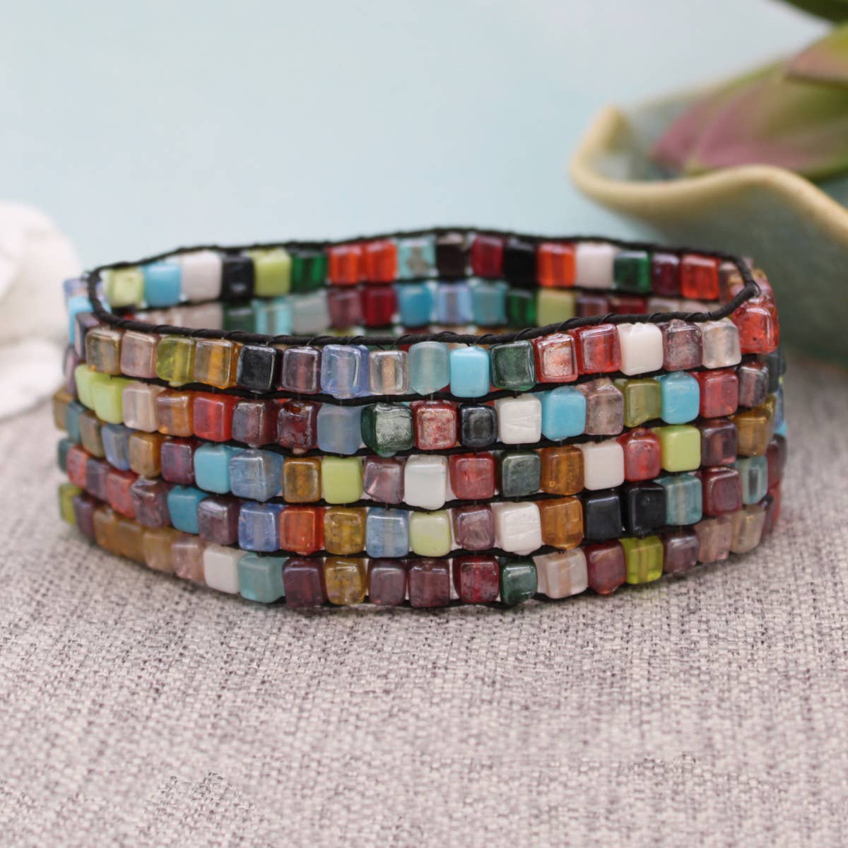 ZAD Bracelet Multi Colored Square Bead Mosaic Bracelet