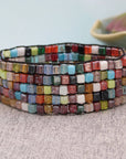 ZAD Bracelet Multi Colored Square Bead Mosaic Bracelet