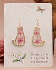 ZAD jewelry Feline Friend Cat Dried Flower Earrings