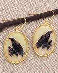 ZAD jewelry Vintage Raven Print Gold Earrings