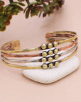 ZAD Mixed Metal Hammered Dotted Cuff Bracelet