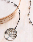 Bali Queen Necklace Black/Silver Tree of Life Beaded Cord Necklace