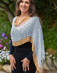Cheppu From Himalaya Poncho One Size / White with Gold Border The Cheppu Shrug