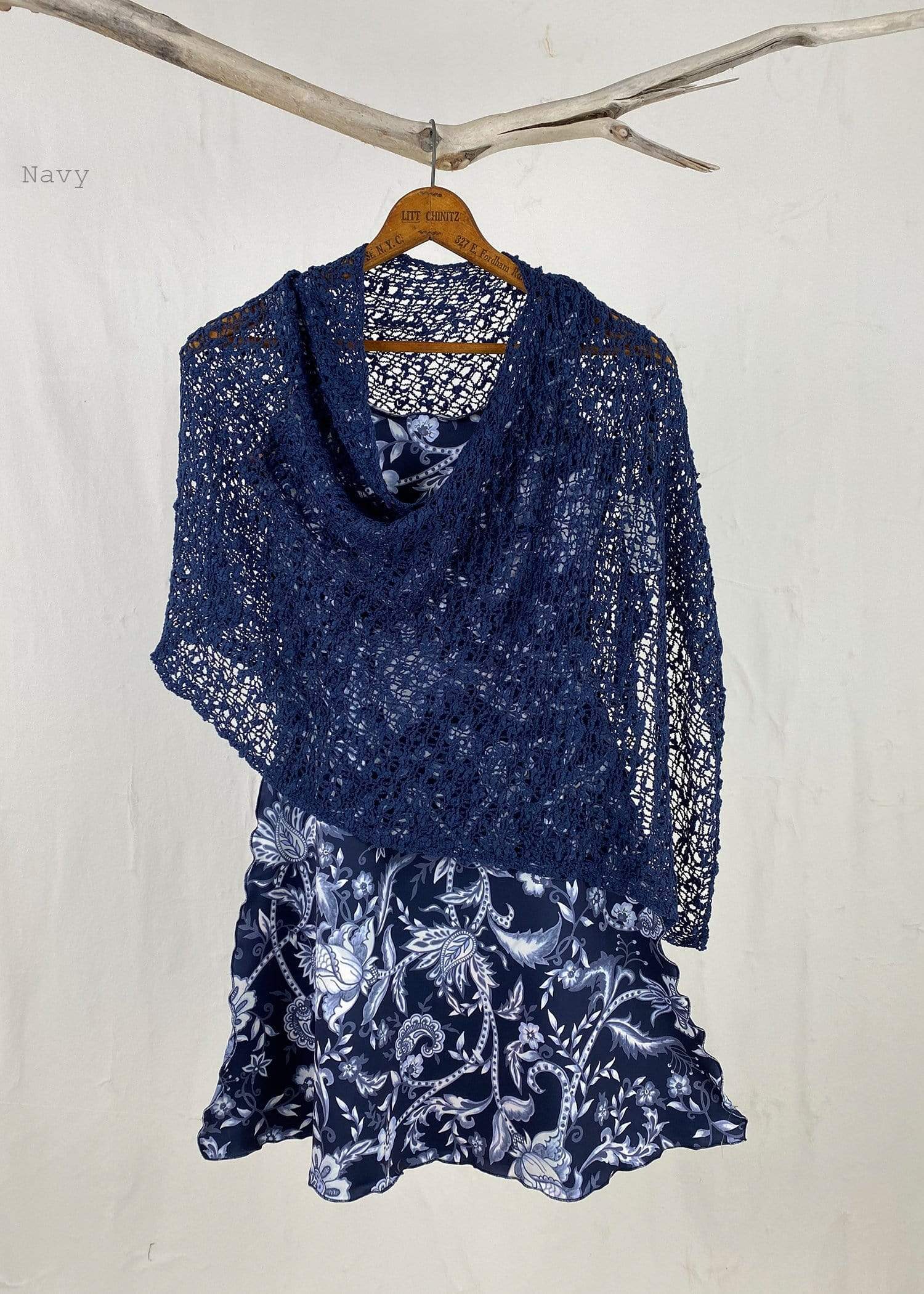 Lost River Poncho Navy Popcorn Knit Poncho  - More Colors!