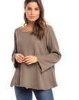 Nusantara top Almondine / Small/Medium Thai Cotton Long Sleeve Boxy Top
